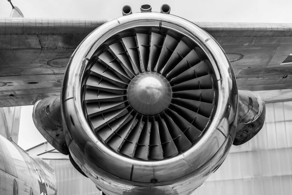 Plane engine close up photo